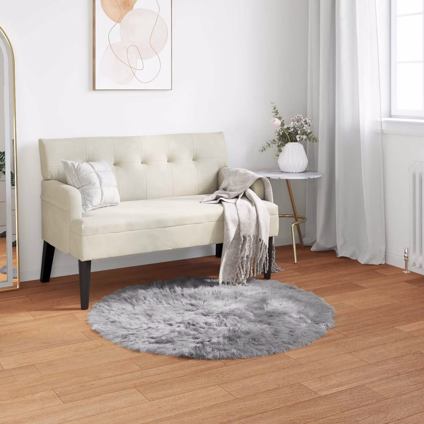 Tappeto rotondo in finta pelliccia vidaXL Grigio Ø 100 cm in poliestere