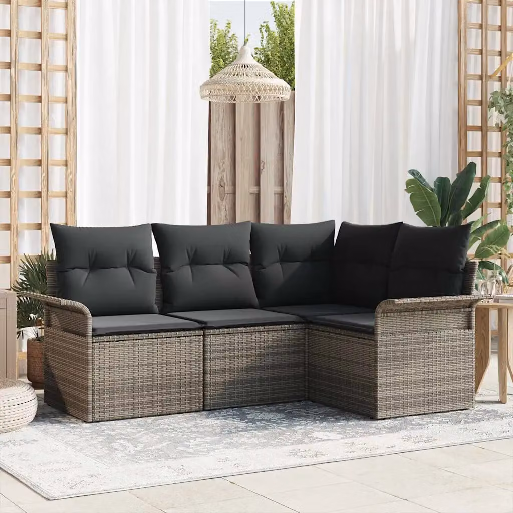 Set Divano da Giardino L-Shape vidaXL Grigio con Cuscini e Struttura in Metallo – 1