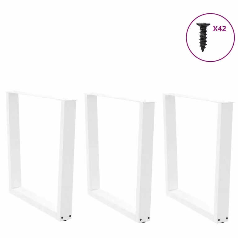 Set di 3 gambe per tavolo da pranzo a forma di V vidaXL in metallo laccato bianco, H: 72-73,3 cm x L: 80 cm x P: 40 cm