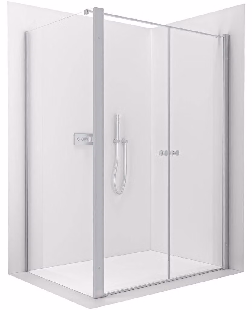 CERANO - Box doccia Antelo L - L/P - 6 mm - cromato, vetro trasparente - 104x40 cm - girevole
