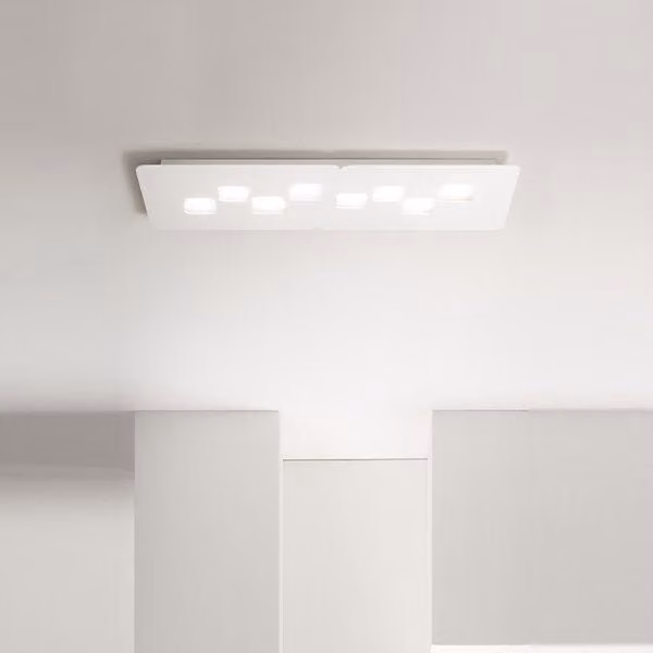 Plafoniera Bilbao Gea Luce in metallo e metacrilato Bianco e Oro, attacco GX53, dimmabile