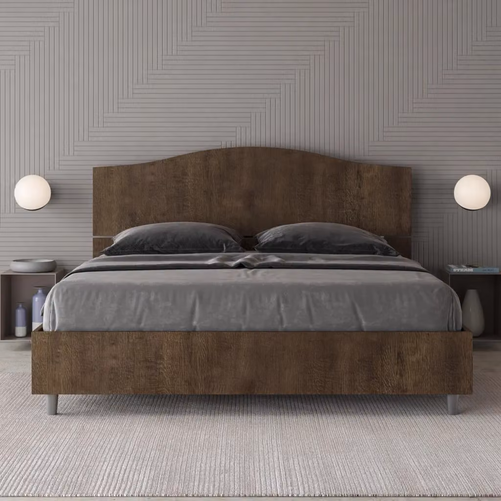 Letto Matrimoniale Dores con Contenitore Alzata e Testata Sagomata Colore Noce L/P/H: 160 x 200 x 114 cm – 2