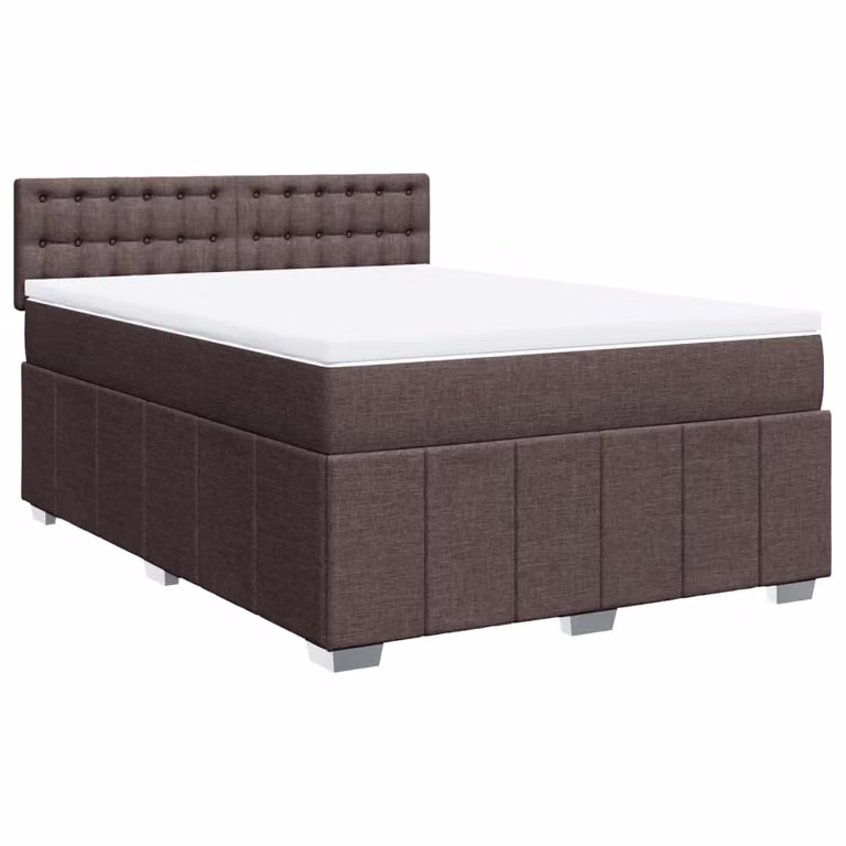 Giroletto a Molle con Materasso Marrone Scuro 140x200cm Tessuto
