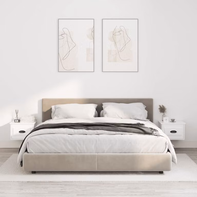 Set di 2 comodini da parete vidaXL in bianco lucido, L 41,5 cm x P 36 cm x H 28 cm