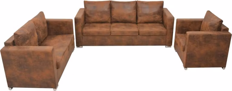Maison Exclusive - Set Divani 3 pz in Pelle Scamosciata Artificiale
