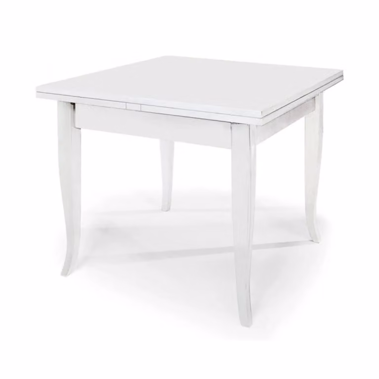 Tavolo SANTA CROCE in legno bianco allungabile 80×80 cm – 150×80 cm