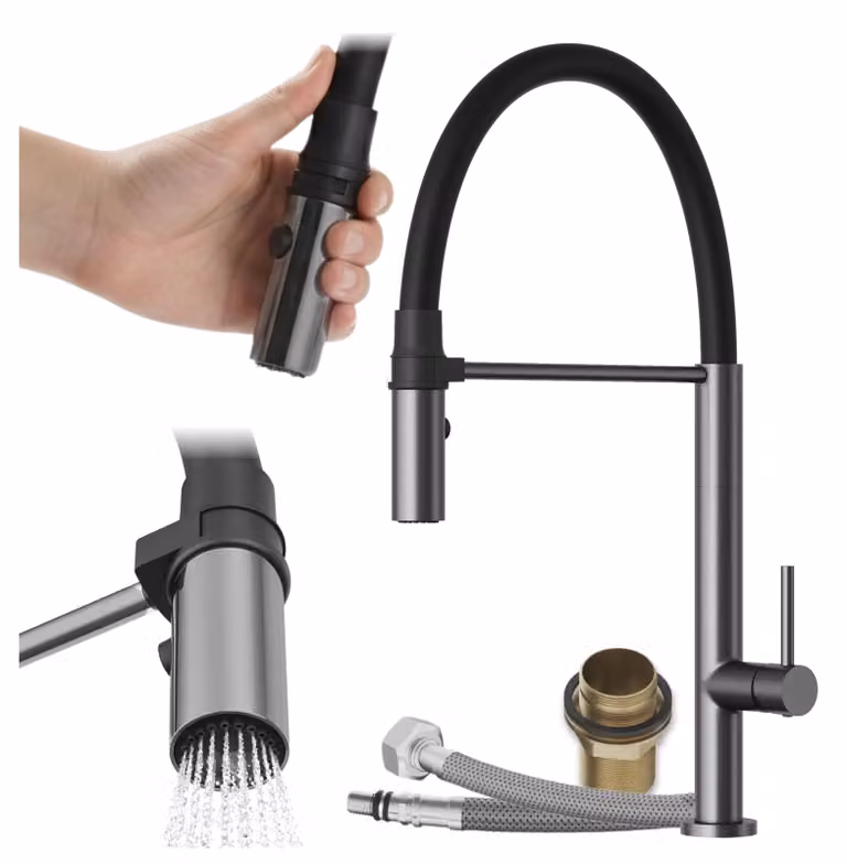Granitan - Miscelatore cucina - Rubinetto cucina altezza 47 cm - Miscelatore lavello nero - SCALA
