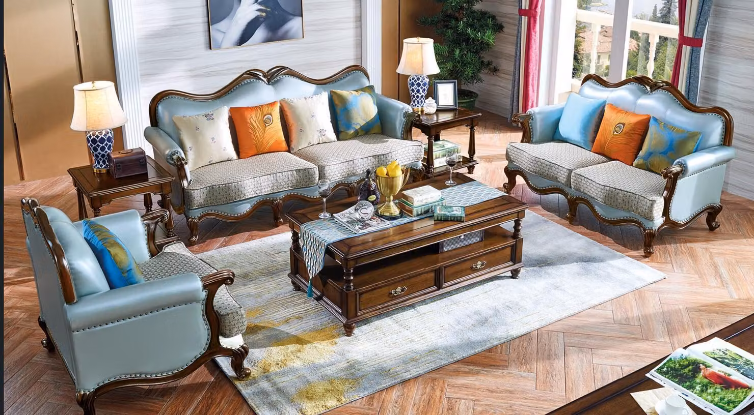 Ledersofa Sofagarnitur 3+2+1 Sitzer Set Garnitur Polstersofa Couch Designersofa