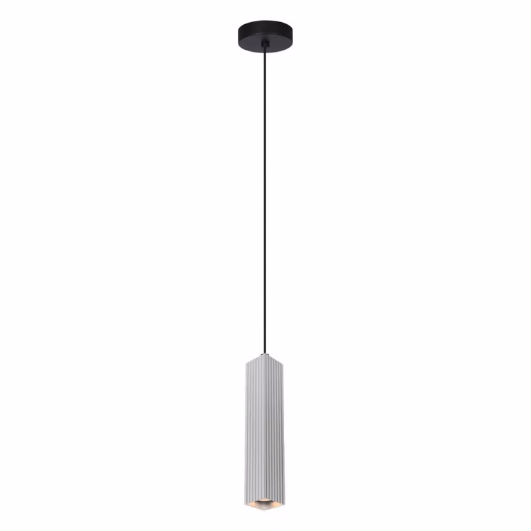 Lampada a sospensione moderna per soggiorno cucina sopra isola grigio alluminio tubo quadrato rigato 1xGU10 10W TECNO Italux