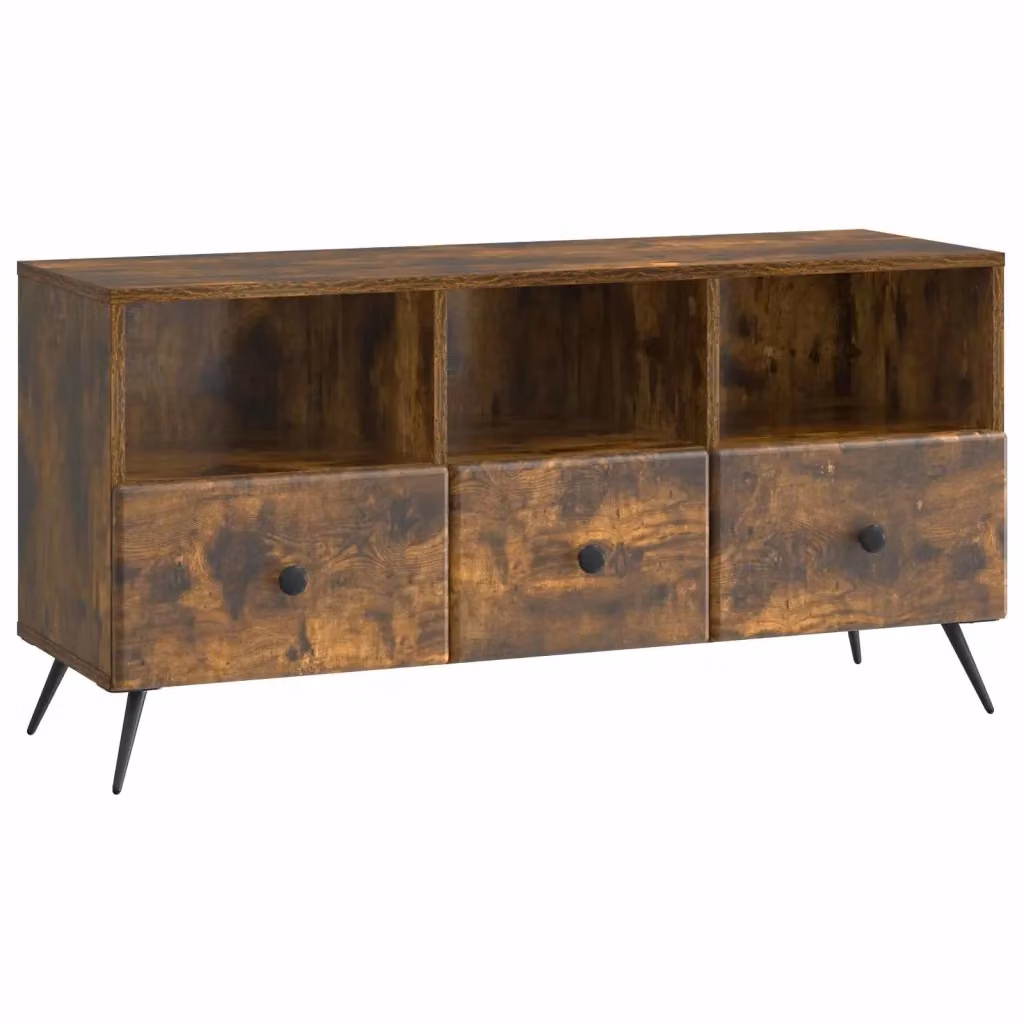 Mobile TV moderno Design In in legno ingegnerizzato color rovere fumo, L: 102 cm, P: 34,5 cm, H: 50 cm – 2