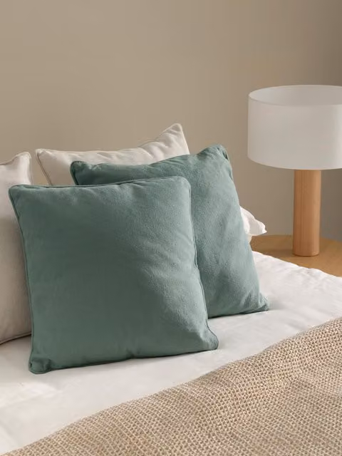 Cuscino quadrato Bloq color menta Kenay Home in cotone con rivestimento lavabile L/P/H: 45 x 45 x 45 cm