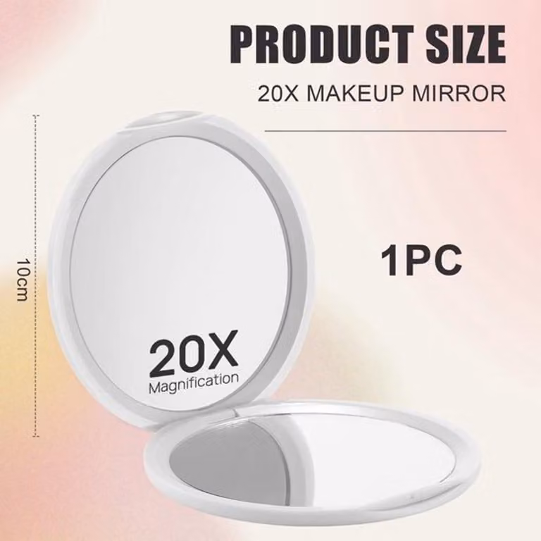 Specchio da trucco con ingrandimento 1X/20X - Specchio da viaggio - Specchio per il trucco - Compatto - Doppio lato - Ideale per i viaggi