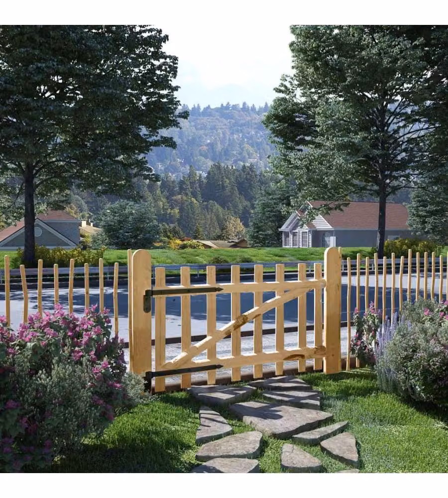 Cancello Singolo per Recinzione in Legno di Nocciolo 100x60 cm 142589