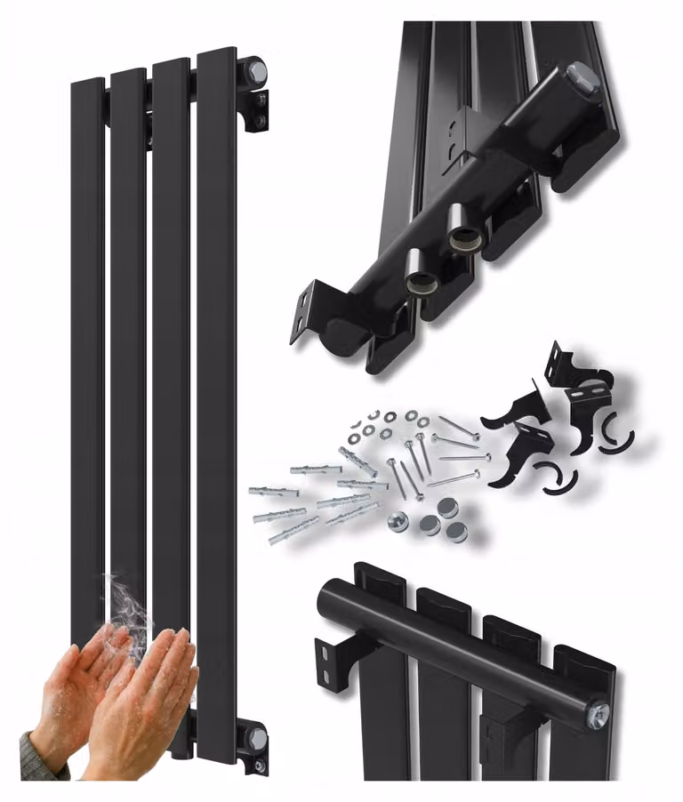 Granitan - Radiatore da bagno - Scaldasalviette - 80x30 cm - Nero - verticale - Scaldasalviette - FERO
