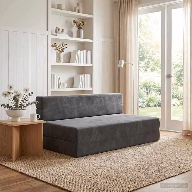 Divano Letto Pieghevole Moderno vidaXL in Tessuto Grigio L: 152 cm, P: 86,5 cm, H: 60 cm