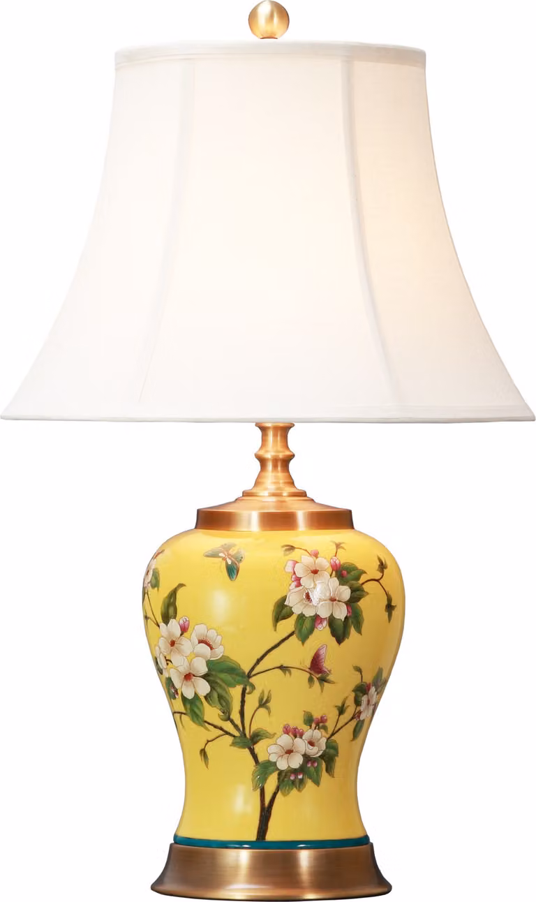 Fine Asianliving Lampada da tavolo cinese in porcellana con paralume E27 Lampada da tavolo orientale in Vetroceramica Lampade da comodino camera da letto soggiorno