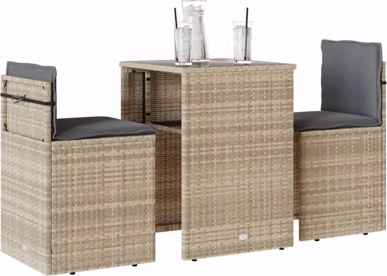 Maison Exclusive - Set da bistrot 3 pezzi con cuscini Grigio chiaro Poly Rattan