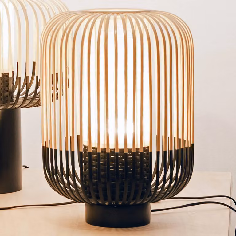 Forestier Lampada da tavolo di design Bamboo Light M, Nero, Soggiorno / Sala da pranzo, bambù, Design, Lampada da tavolo