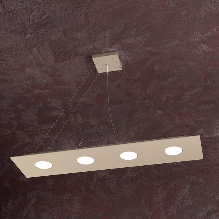 Lampadario Moderno Rettangolare Area Metallo Sabbia 4 Luci Gx53