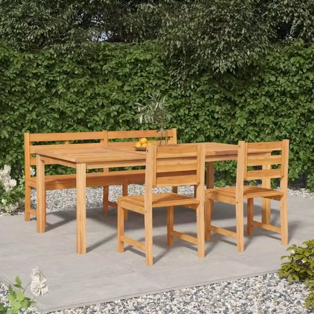 Set da pranzo per giardino vidaXL in legno di teak marrone composto da 4 pezzi – 1