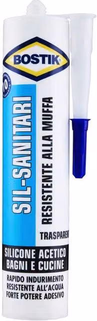 Confezione da 24 pezzi di silicone Bostik Sil Sanitari trasparente resistente alla muffa, 280 ml ciascuno