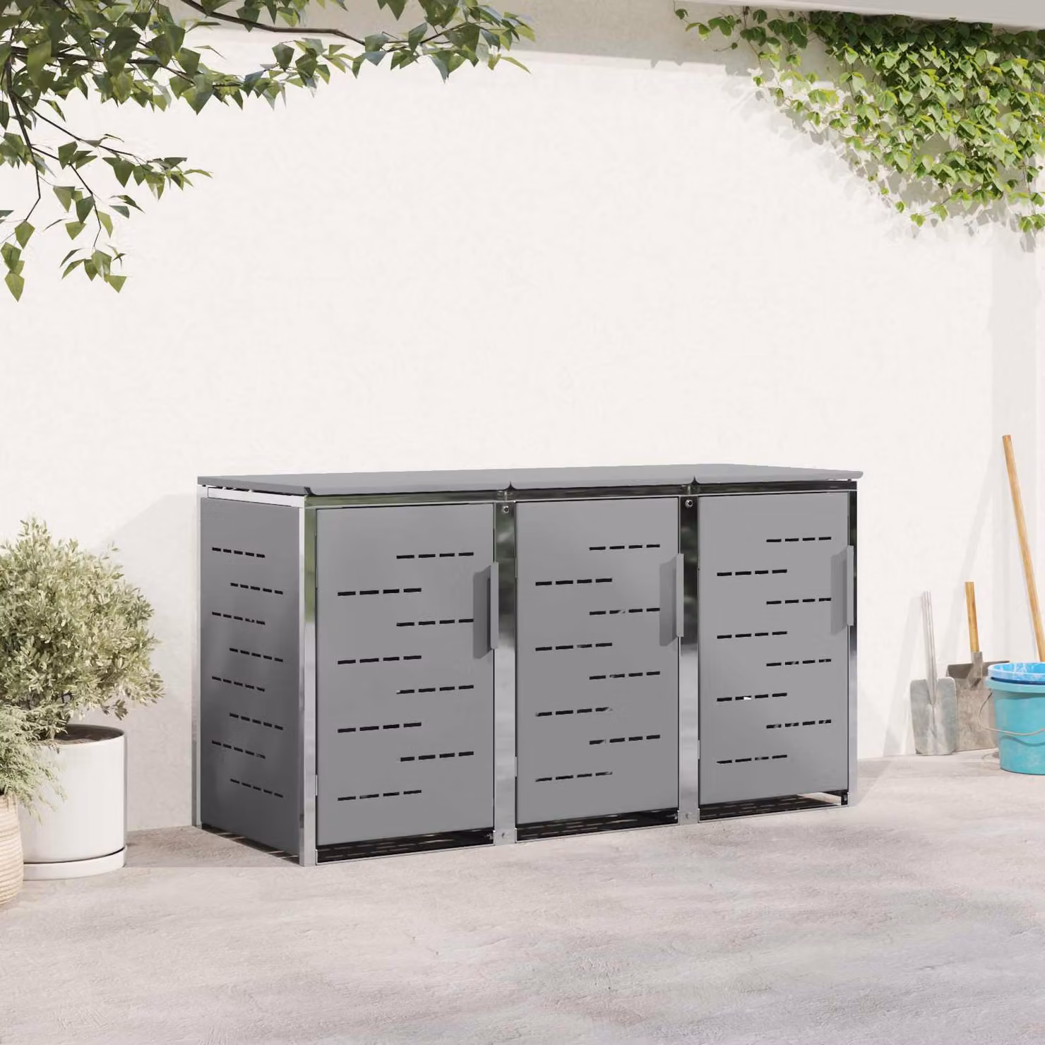 Contenitore per stoccaggio con ruote vidaXL in acciaio inox, Grigio, L/P/H: 112,5 x 77,5 x 207,0 cm