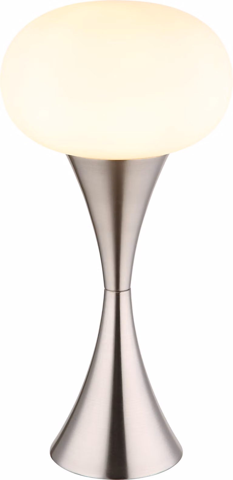 Lampada da tavolo, nichel opaco, vetro opalino, H 36,9 cm