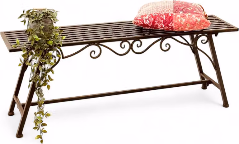 Panca da giardino In metallo resistente alle intemperie 120 cm Panca a 2 posti con ornamenti "Cucciu XL" Robusta panca in ferro dal design antico Ideale per giardino, terrazza e balcone