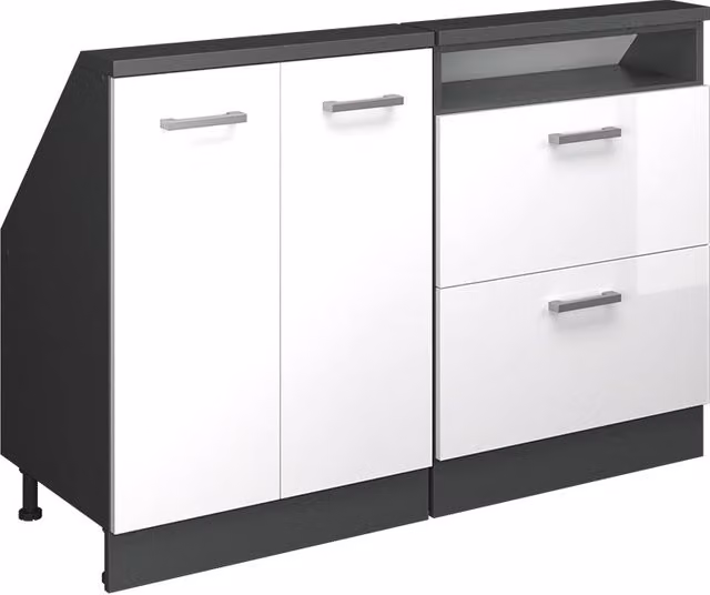 Set di mobili sottotetto Rion Bianco lucido/Antracite Set di 2 Vicco