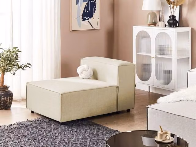 Poltrona modulare BELIANI singola in tessuto beige con gambe nere per soggiorno in stile moderno L 120 x P 68 x H 88 cm