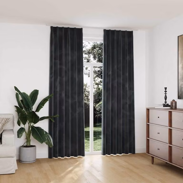 Set di 2 tende oscuranti vidaXL in velluto antracite con ganci, L 140 cm x H 245 cm