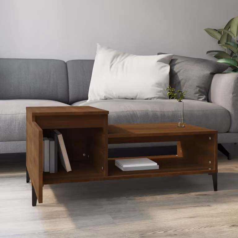 Tavolino The Living Store in rovere marrone 100x50x45 cm materiale a base di legno