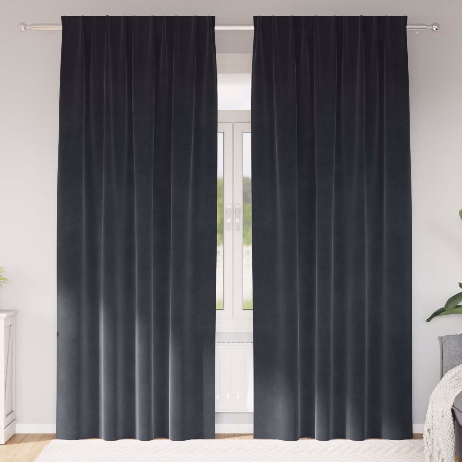 Set di 2 tende oscuranti vidaXL in velluto antracite, L: 140 cm, H: 225 cm