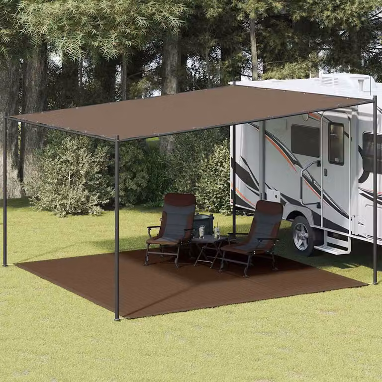 vidaXL Tappeto da tenda marrone in polietilene per giardino e terrazzo L/P: 400 x 400 cm