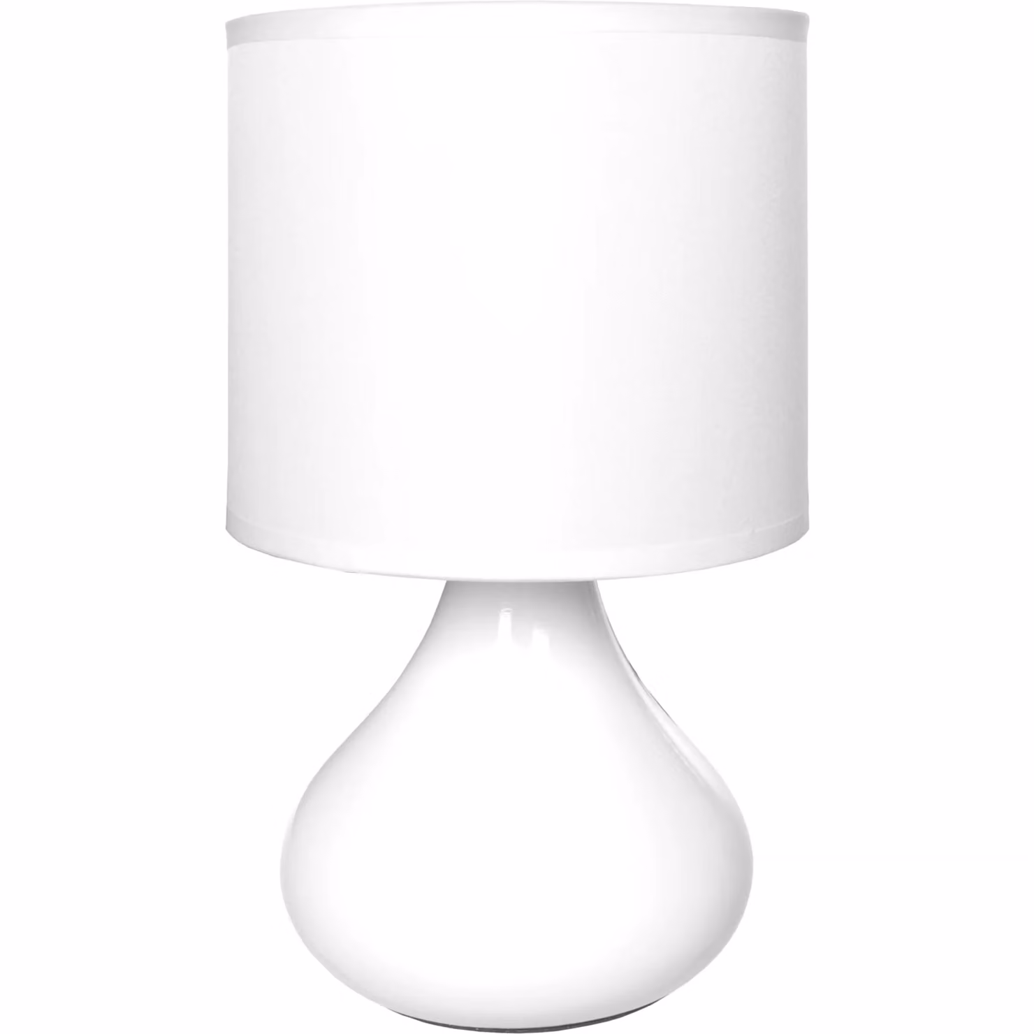 DICTROLUX Lampada da tavolo in ceramica bianca con paralume in tessuto, Altezza: 26 cm