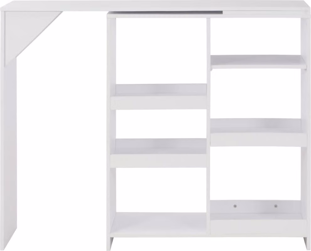 Tavolo da Bar con Scaffale Mobile Bianco 138x39x110 cm