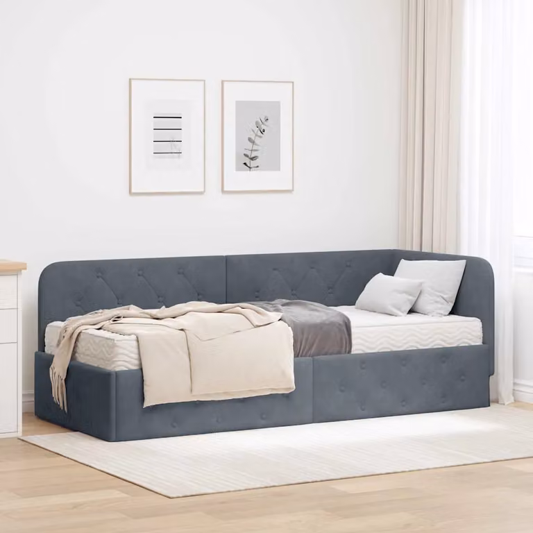 vidaXL Chaise Longue ad Angolo Moderna in Velluto Grigio L: 140 cm, P: 72 cm, H: 84 cm