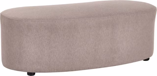Pouf ovale in tessuto color tortora, rivestito in tessuto, forma a fagiolo, stile organico