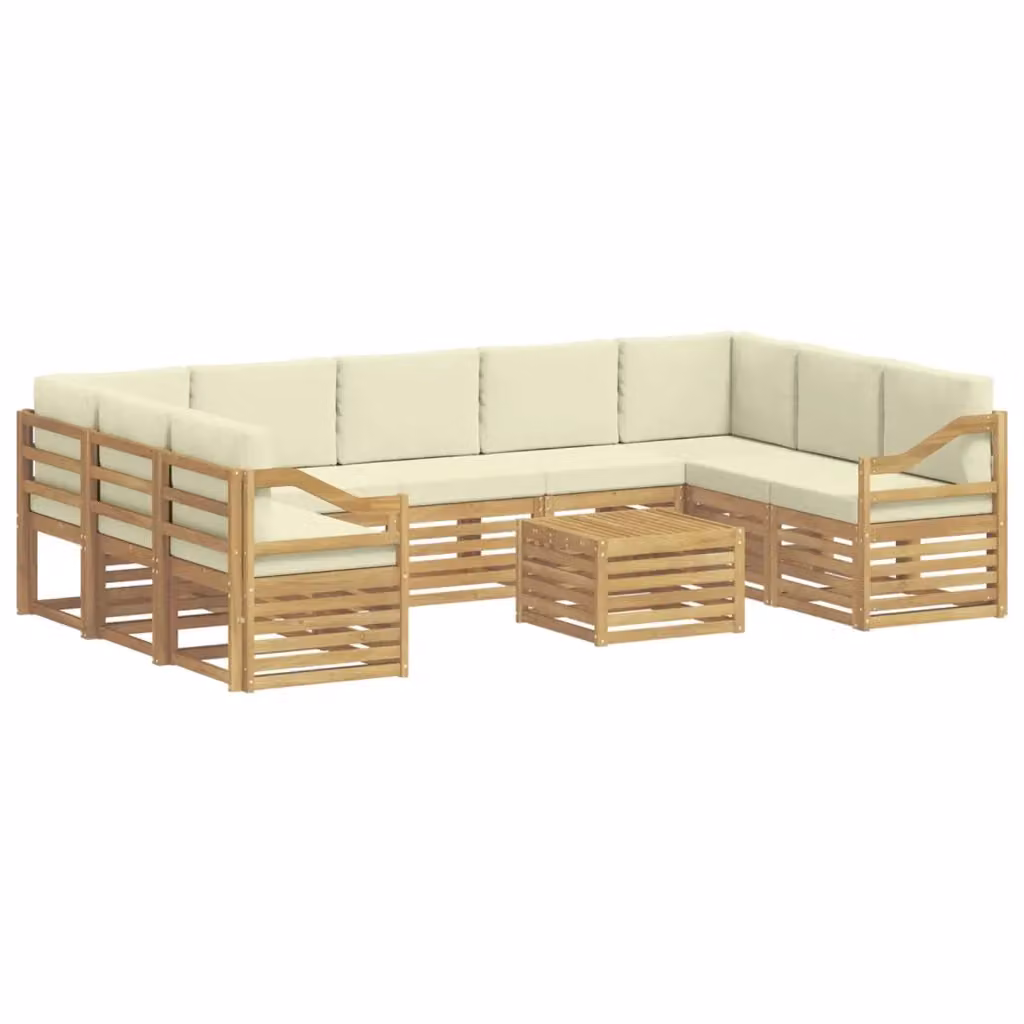 Set di divani da esterno a forma di U vidaXL in legno di acacia beige con cuscini inclusi – 2