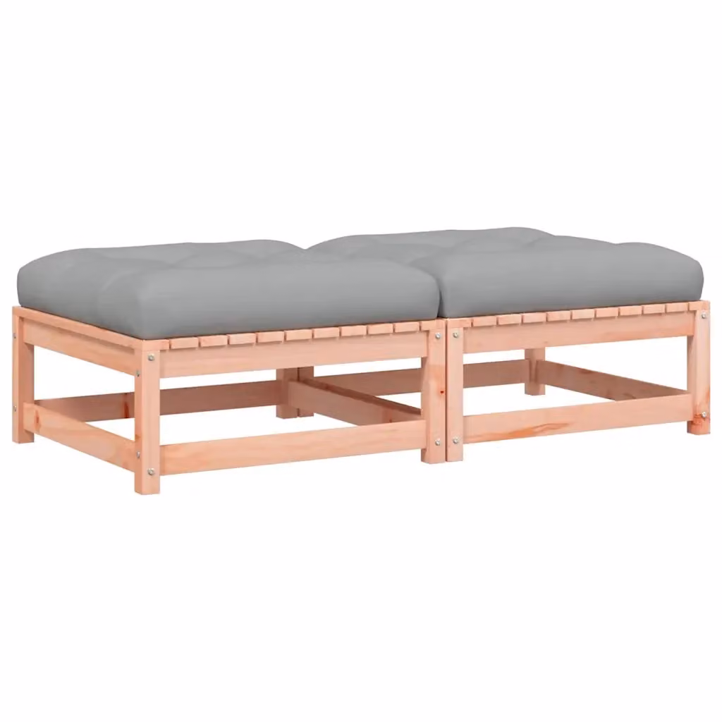 Set di sedia da giardino e poggiapiedi in legno di Douglas con cuscini grigi – 2