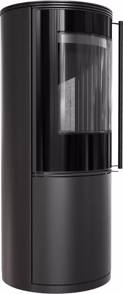 Stufa in acciaio KRATKI SVEN Ø 150 7 kW rivestimento nero con porta a molla