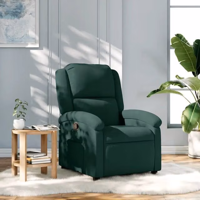 Divano Sedia-Poltrona Reclinabile Verde Scuro in Velluto 488096