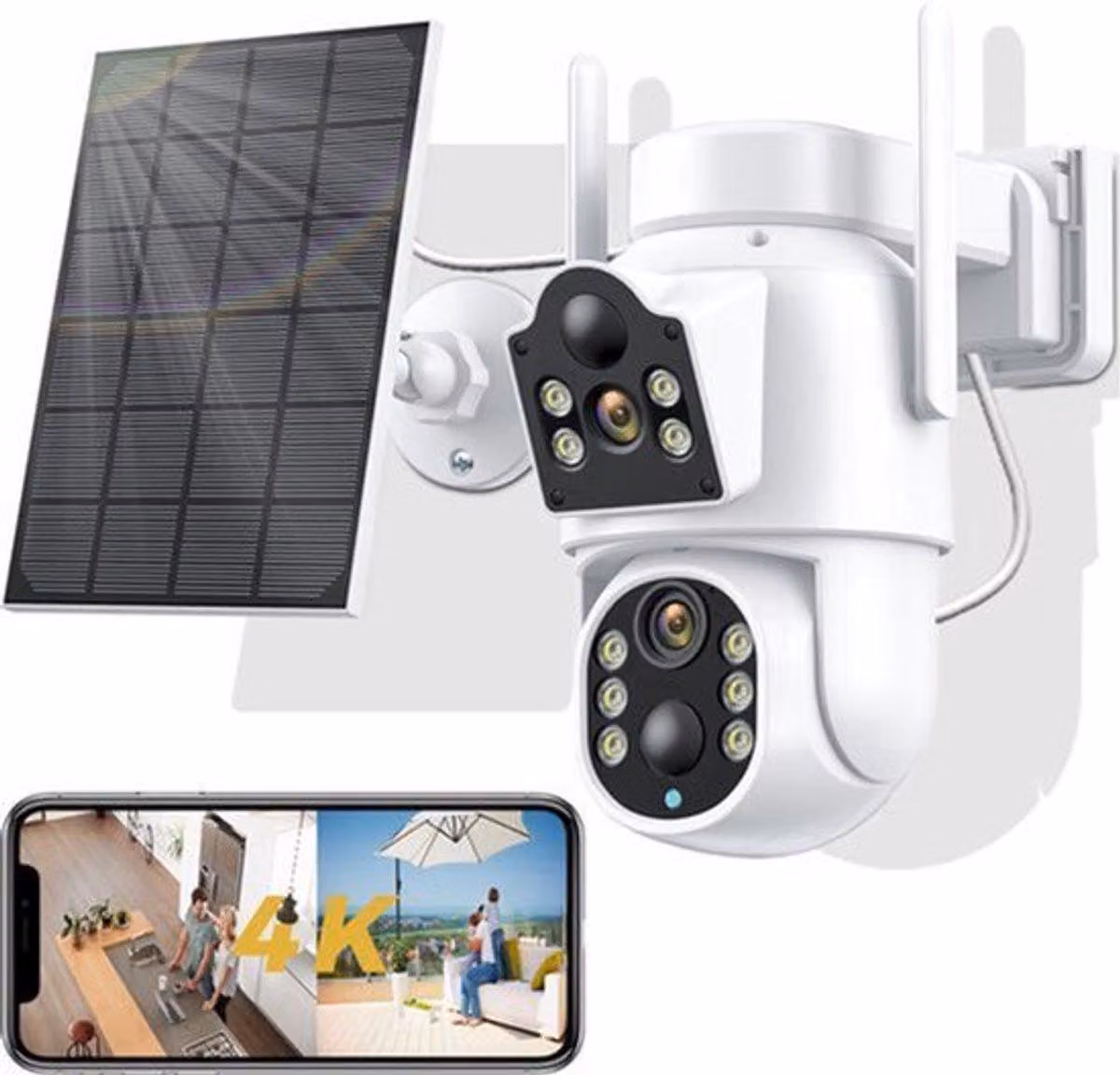 Telecamera di sicurezza per esterni – Wireless – Risoluzione 4K – Alimentazione a energia solare – Visione notturna – WiFi