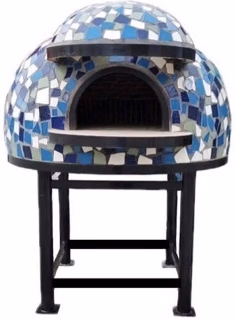 Forno a legna artigianale Cetara blu con base, diametro 120 cm, ideale per professionisti – 1