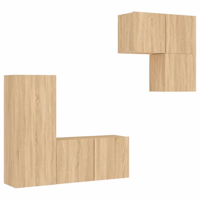 Mobili TV a Muro 4pz | Armadietto TV | Mobile Porta TV Rovere Sonoma in Legno Multistrato