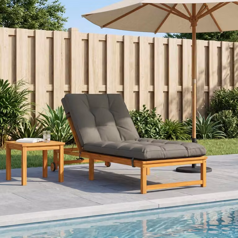 Cuscino per lettino vidaXL VIANEN in poliestere grigio con rivestimento rimovibile e resistente ai raggi UV