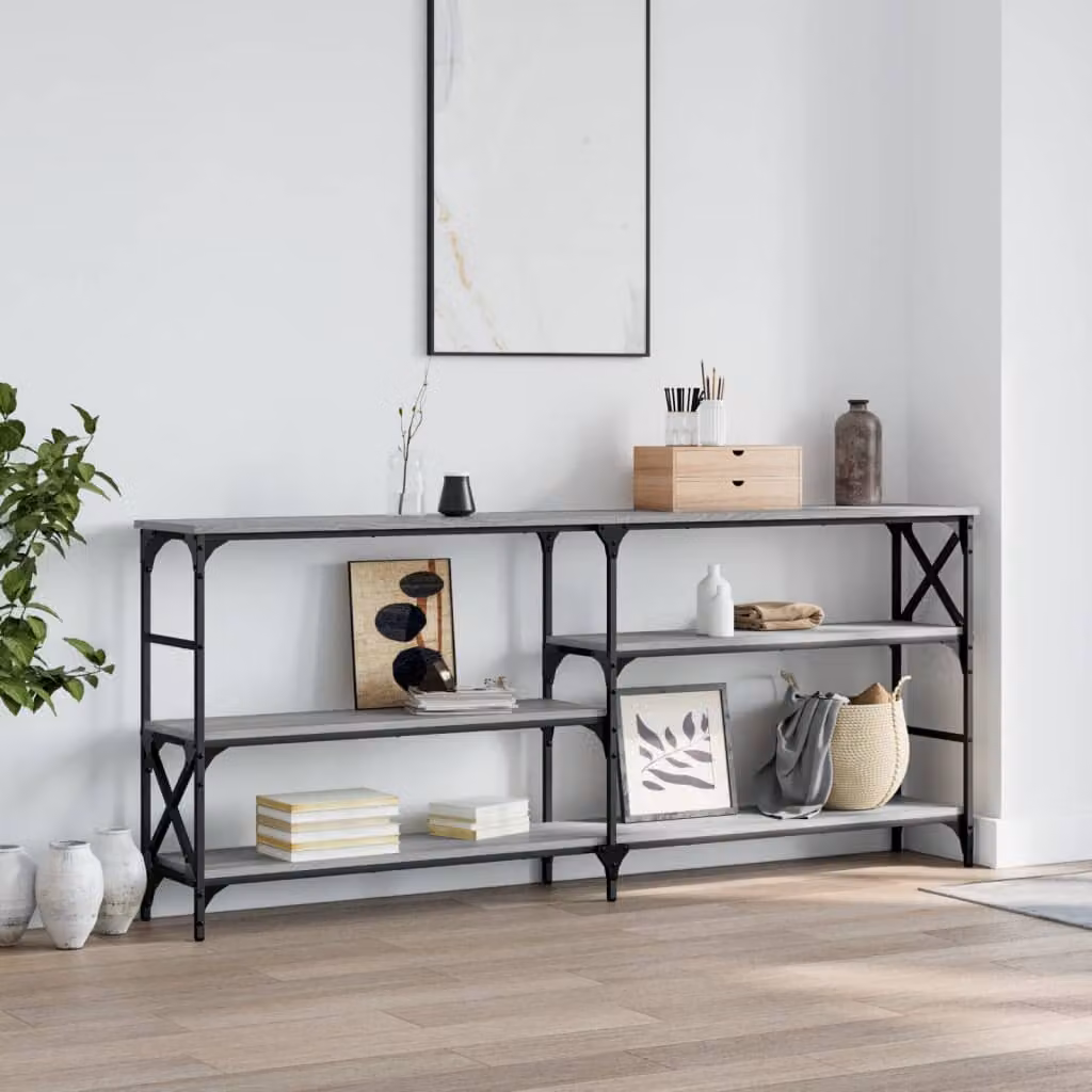 Tavolo Consolle vidaXL in Legno Multistrato Grigio Sonoma, L 180 x P 29 x H 76,5 cm