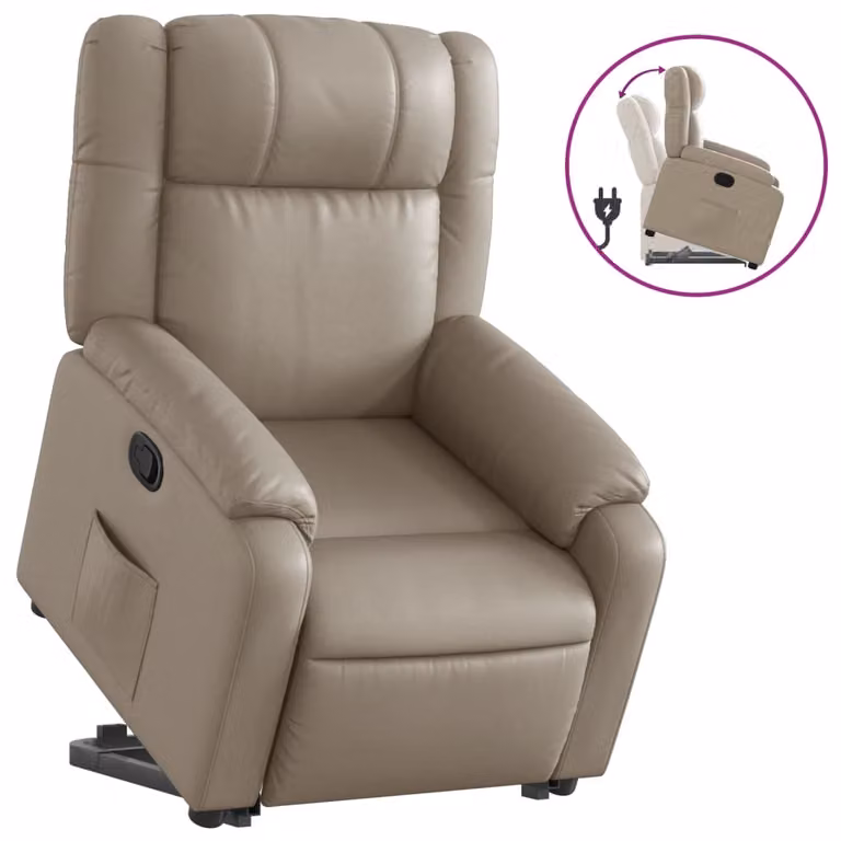 SYFAX™ Poltrona Alzapersona Reclinabile Cappuccino in Pelle finta