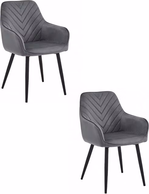 Sedie da pranzo Valora WAAV - Velluto grigio scuro con gambe nere x 2