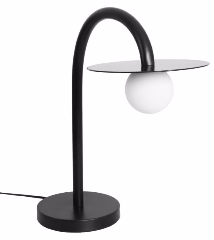 Lampada da tavolo a LED con paralume rotondo ENIGMA, bianco e nero, 2 W, luce calda, 176 lm, metallo, dimensioni: 45x39x20 cm, IP20, Maxlight